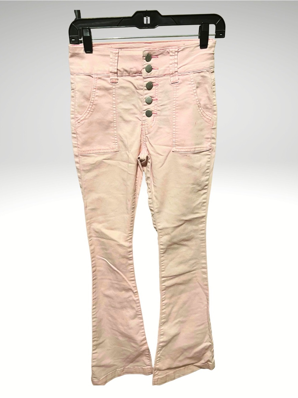 VIP Jeans Light Pink High-Rise Flare Jeans with Button-Fly